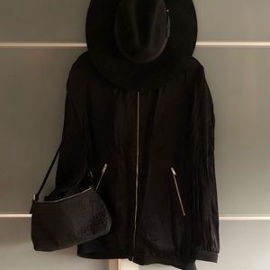 TRF Outerwear Black Silky Jacket.